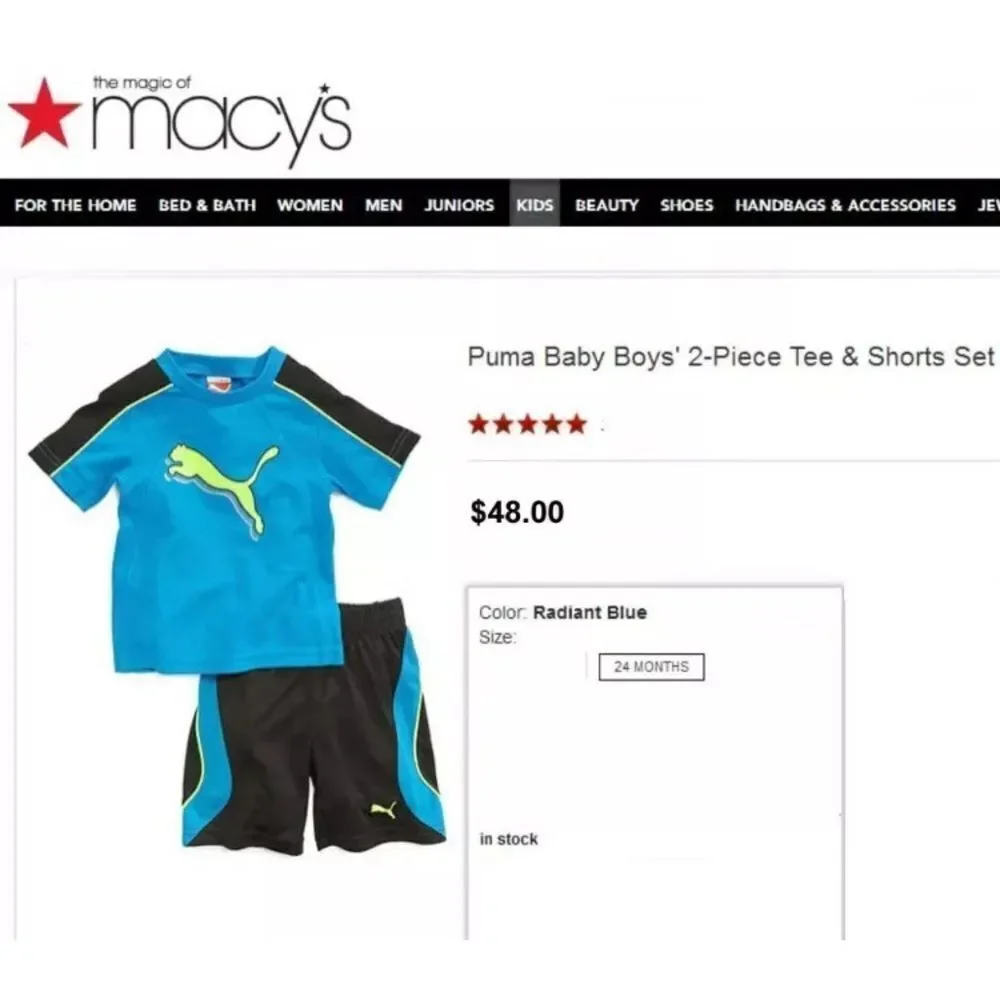 NWT PUMA BOY'S 2 PC OUTFIT SET TOP/ SHORTS NEW - Picture 5 of 6